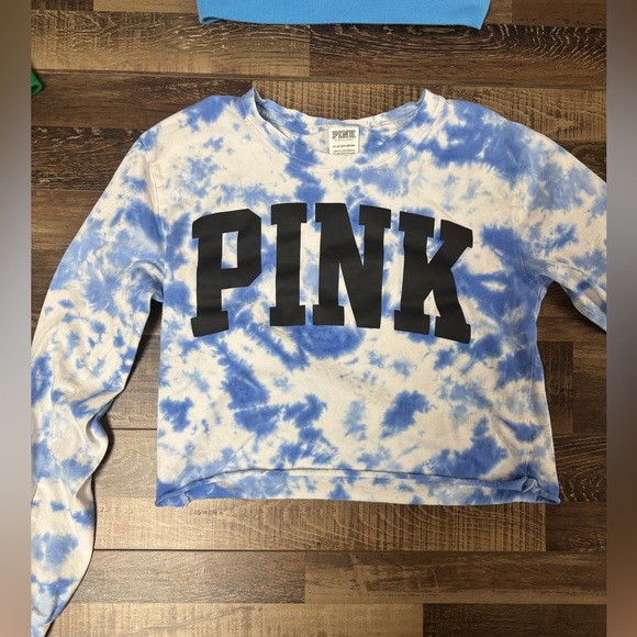 PINK Victoria's Secret Sky Blue Tie-Dye Top - Picture 1 of 2